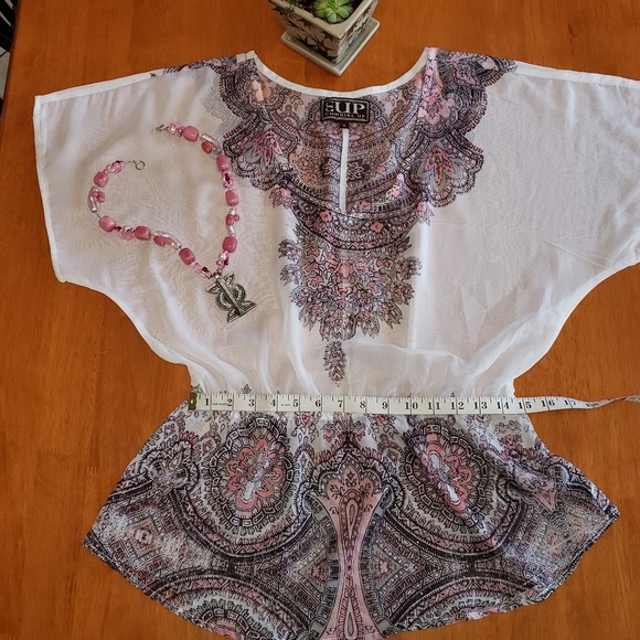 EUP Cowgirl Up Blouse white/pink Size Small - Picture 4 of 5